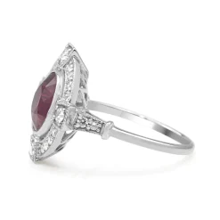 18ct White Gold Treated Ruby and Diamond Ring