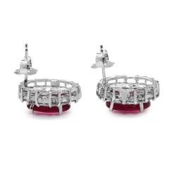 14ct White Gold Treated Ruby and Diamond Halo Earrings