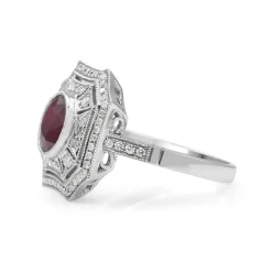 18ct White Gold Treated Ruby and Diamond Cluster Ring