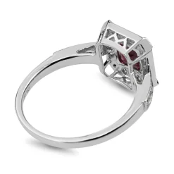 18ct White Gold Treated Ruby and Diamond Halo Ring
