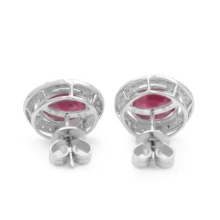 18ct White Gold Treated Ruby and Diamond Halo Earrings
