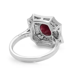 18ct White Gold Treated Ruby and Diamond Cluster Ring