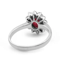 14ct White Gold Treated Ruby and Diamond Halo Ring