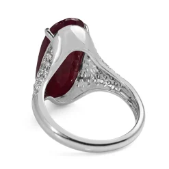 18ct White Gold Treated Ruby and Pavé Diamond Ring
