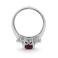 18ct White Gold Treated Ruby and Diamond 3 Stone Ring