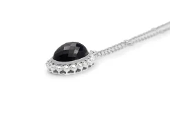 18ct White Gold Treated Sapphire and Diamond Daisy Necklace