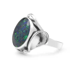 9ct White Gold Triplet Opal Ring