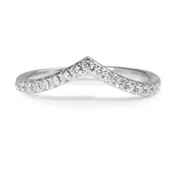 18ct White Gold 'V' Shaped Curved Diamond Band