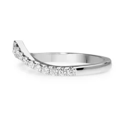 18ct White Gold 'V' Shaped Curved Diamond Band