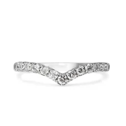 9ct White Gold V Shaped Diamond Band Ring