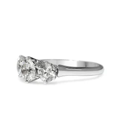 18ct White Gold Victorian Style 3 Stone Diamond Ring