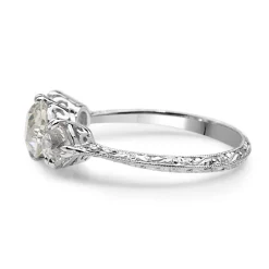 18ct White Gold Victorian Style 3 Stone Old Cut Diamond Ring