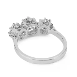 18ct White Gold Victorian Style 3 Stone Diamond Ring