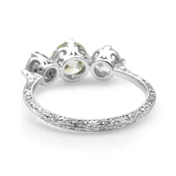 18ct White Gold Victorian Style 3 Stone Old Cut Diamond Ring