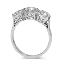 18ct White Gold Victorian Style 3 Stone Diamond Ring