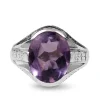 14ct White Gold Vintage Amethyst Engraved ring