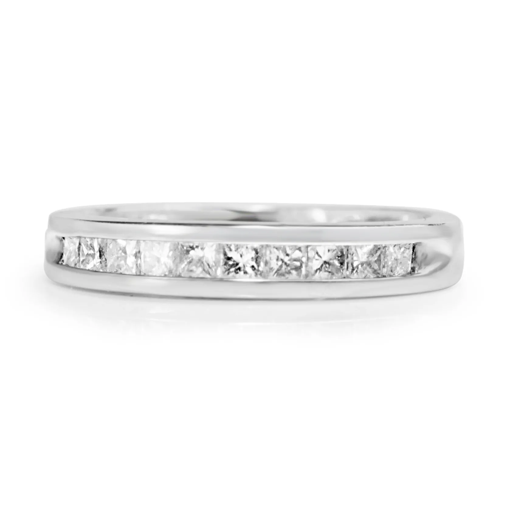 14ct White Gold Vintage Channel Set Diamond Band