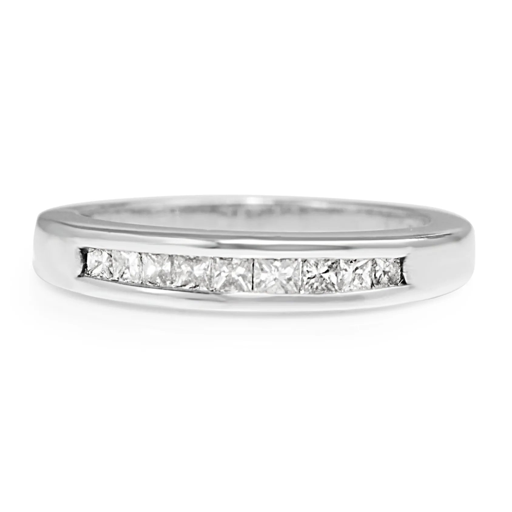 14ct White Gold Vintage Channel Set Diamond Band