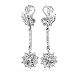 18ct White Gold Vintage Diamond Drop Earrings