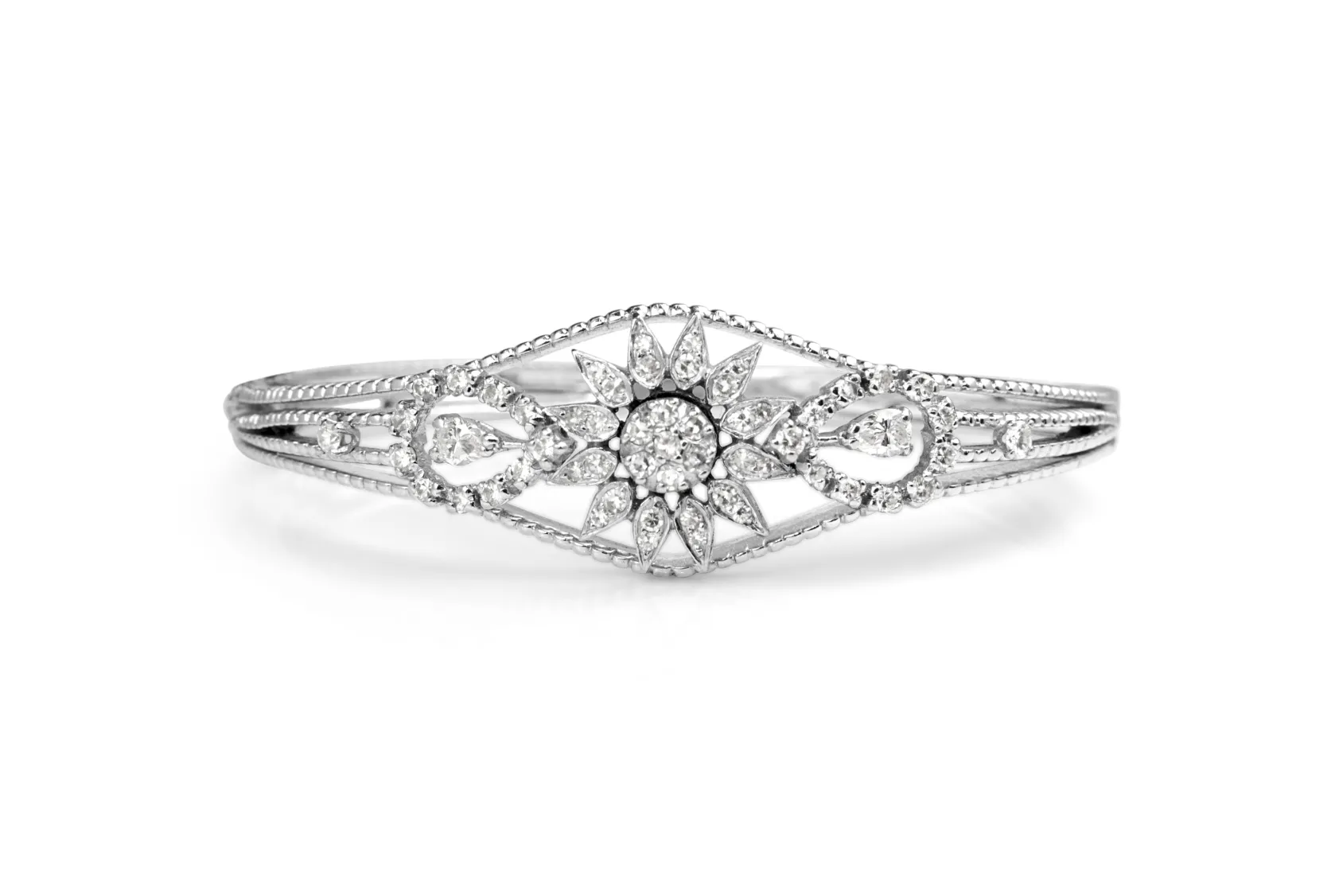 14ct White Gold Vintage Diamond Bangle