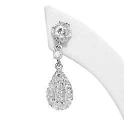 18ct White Gold Vintage Diamond Drop Earrings