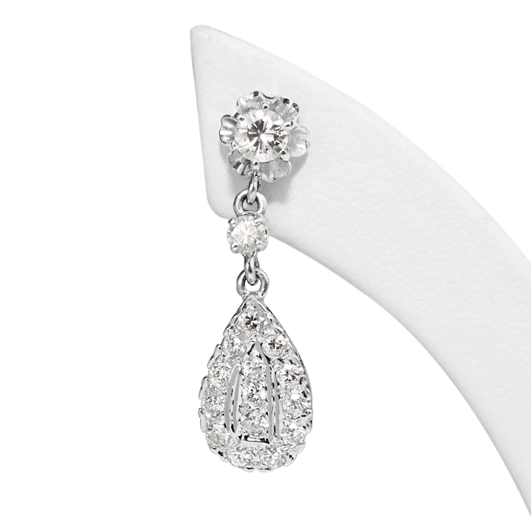 18ct White Gold Vintage Diamond Drop Earrings