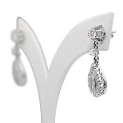18ct White Gold Vintage Diamond Drop Earrings