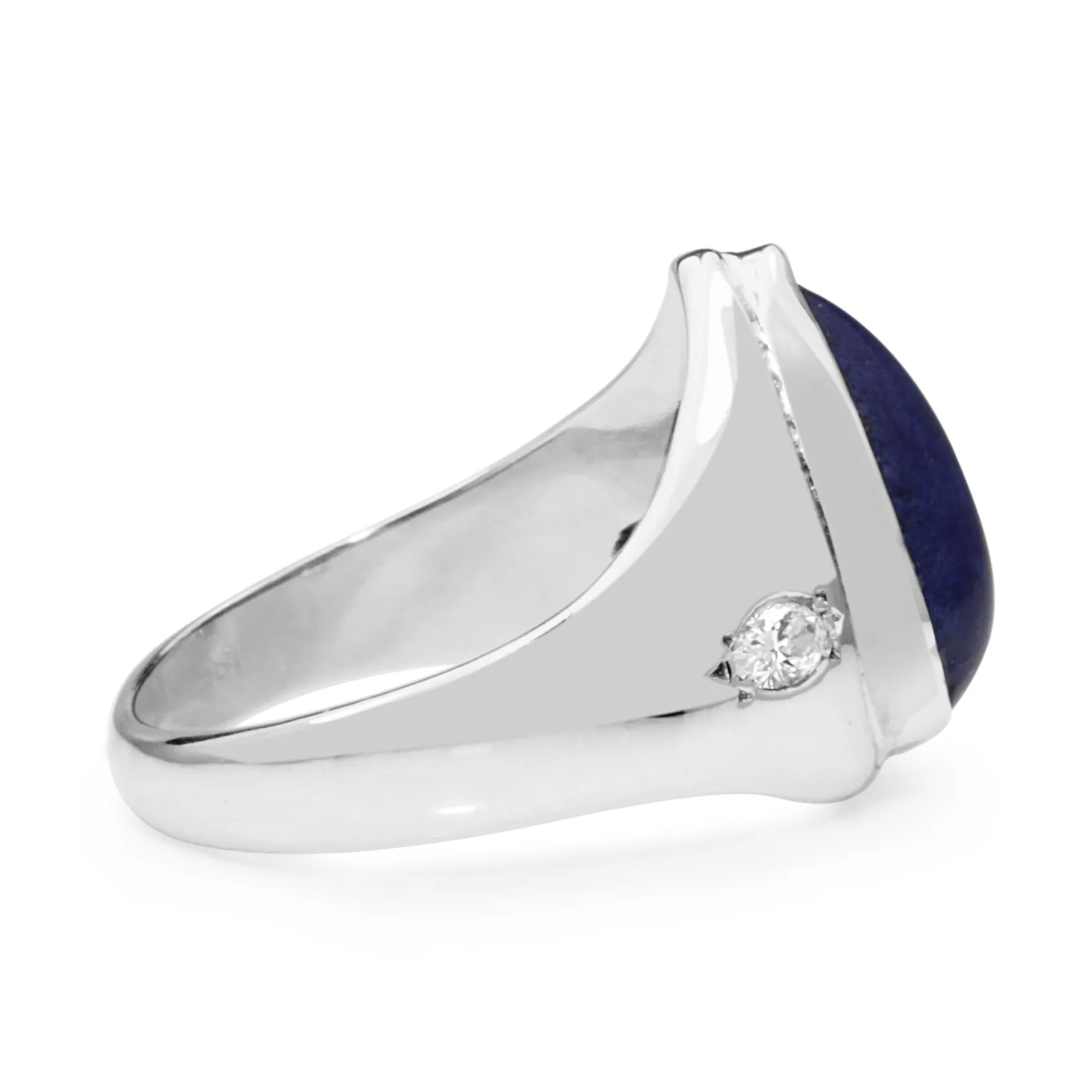 18ct White Gold Vintage Lapis and Diamond Ring