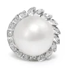 18ct White Gold Vintage Mabé Pearl and Diamond Ring