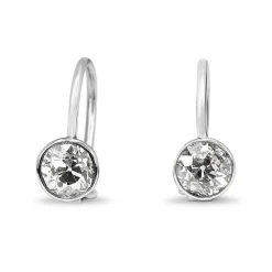 18ct White Gold Vintage Old Cut Diamond Drop Earrings