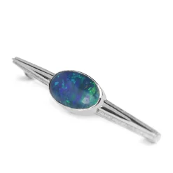 18ct White Gold Vintage Opal Triplet Brooch