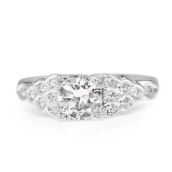 18ct White Gold Vintage Style Diamond Solitaire Ring