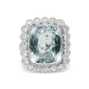 18ct White Gold Vintage Style Aquamarine and Diamond Halo Ring