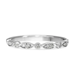 9ct White Gold Vintage Style Diamond Band Ring