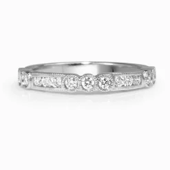 18ct White Gold Vintage Style Diamond Half Hoop Band