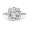 18ct White Gold Vintage Style Diamond Halo Ring