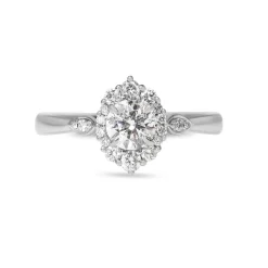 18ct White Gold Vintage Style Diamond Halo Ring