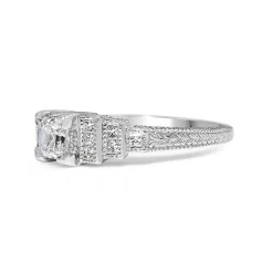 18ct White Gold Vintage Style Asscher Stepped Down Diamond Ring