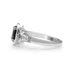 18ct White Gold Vintage Style Sapphire and Diamond Ring