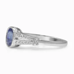 18ct White Gold Vintage Style Sapphire and Diamond Ring