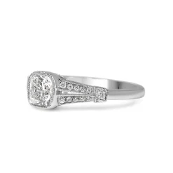 18ct White Gold Vintage Style Cushion Diamond Ring
