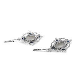 9ct White Gold Vintage Style Sapphire and Moonstone Earrings