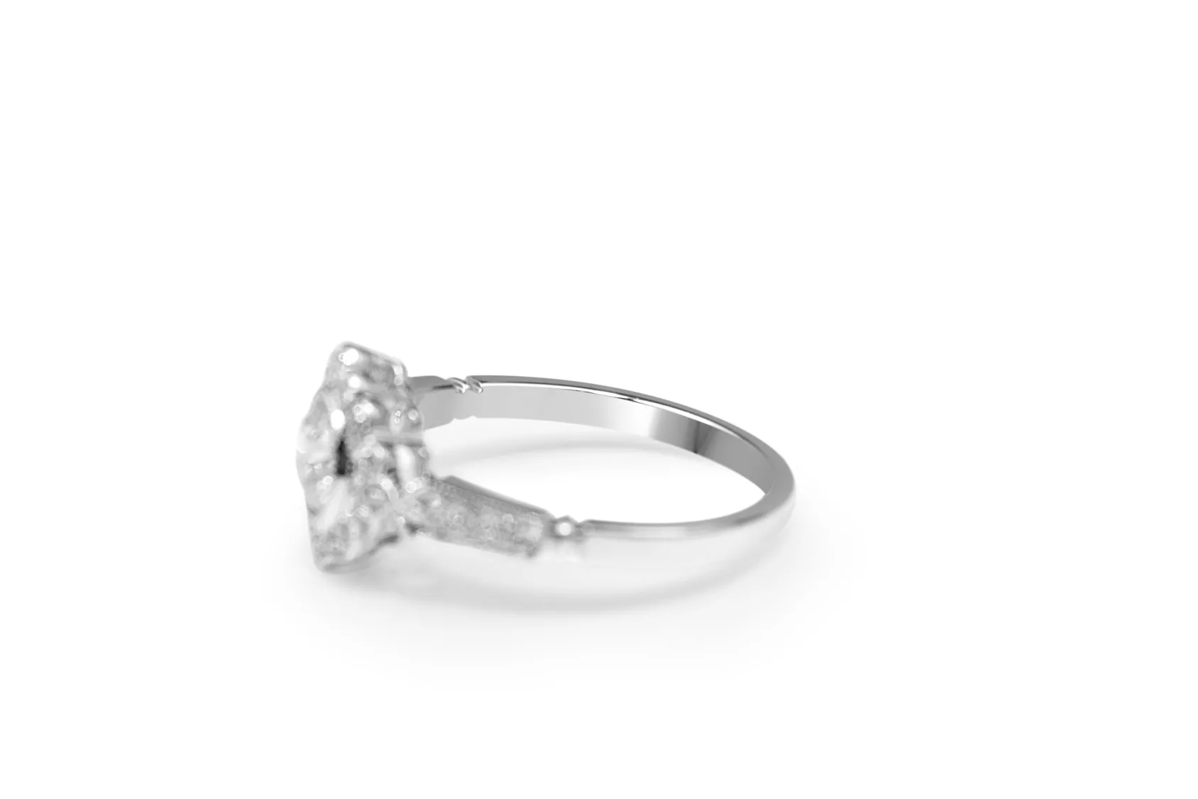 18ct White Gold Vintage Style Diamond Ring