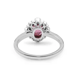 18ct White Gold Vintage Style Pink Sapphire and Diamond Ring