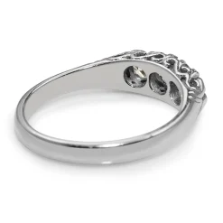 18ct White Gold Vintage Style 3 Stone Diamond Ring