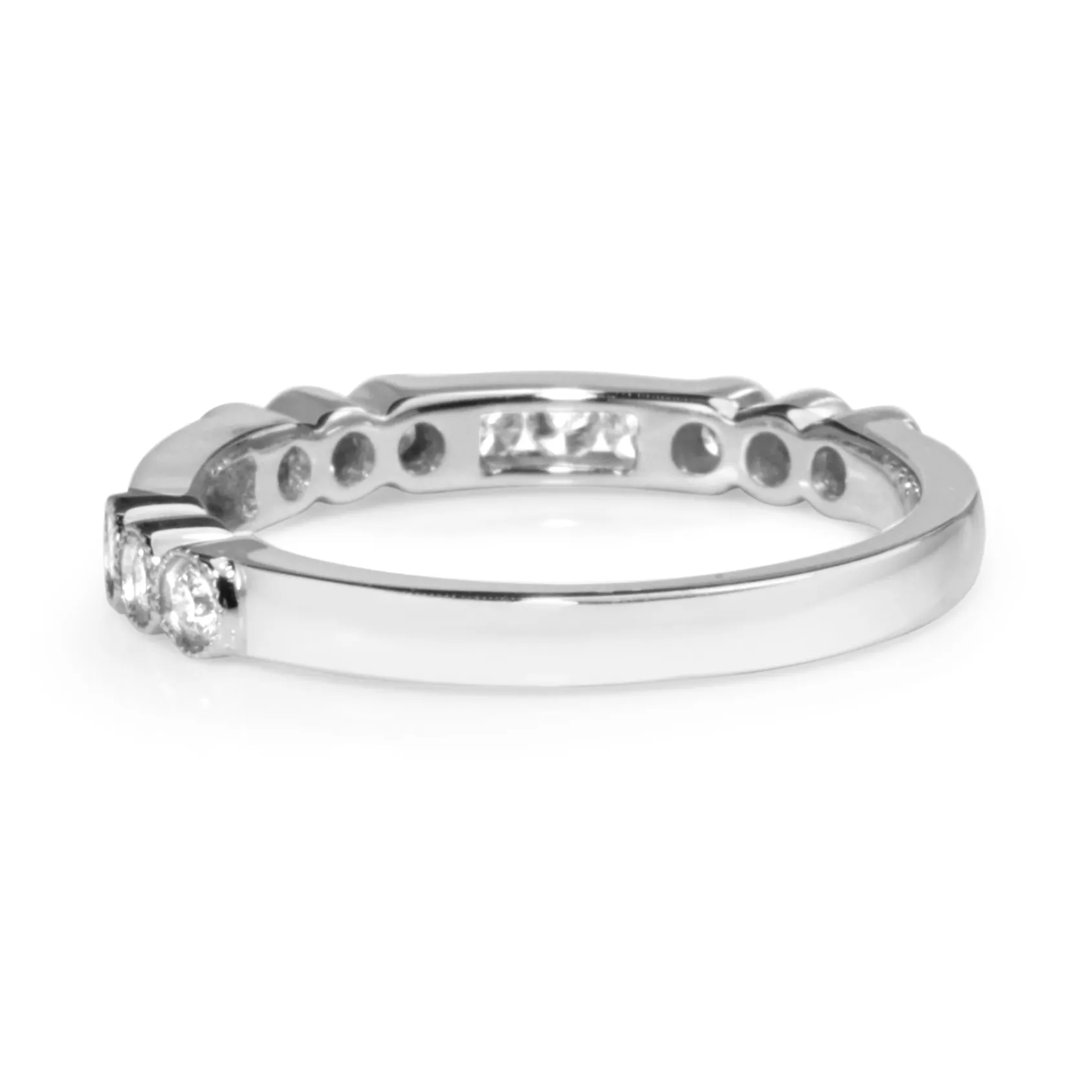 18ct White Gold Vintage Style Diamond Half Hoop Band