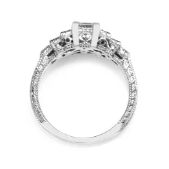 18ct White Gold Vintage Style Asscher Stepped Down Diamond Ring