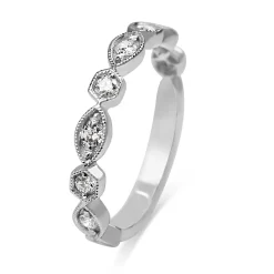 18ct White Gold Vintage Style Diamond Band Ring