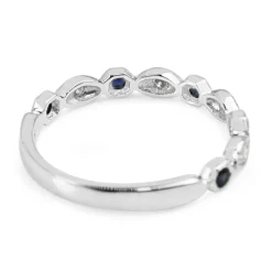9ct White Gold Vintage Style Sapphire and Diamond Ring