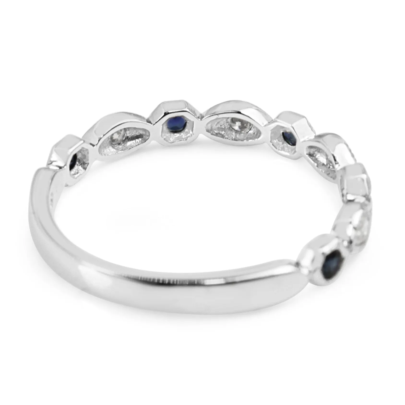 9ct White Gold Vintage Style Sapphire and Diamond Ring